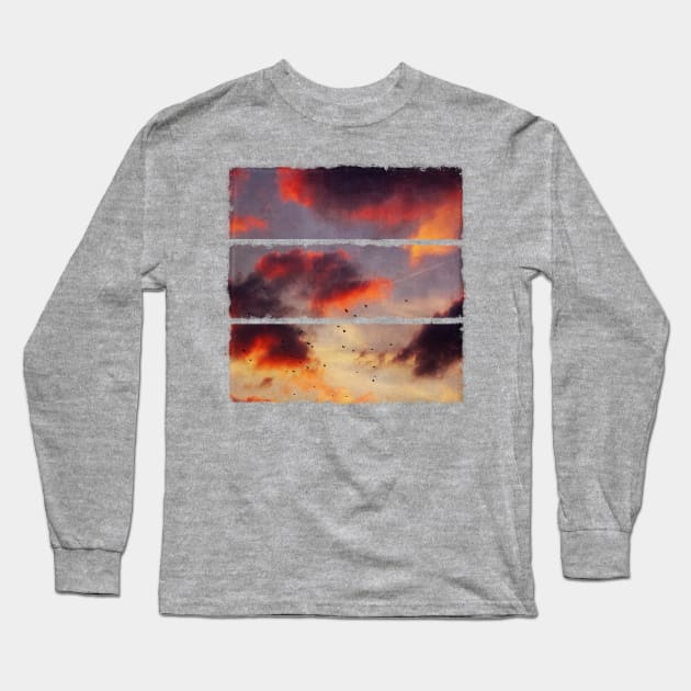 Evening Clouds and a Flock of Birds Long Sleeve T-Shirt by DyrkWyst